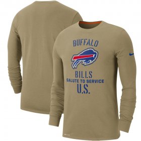 Wholesale Cheap Men\'s Buffalo Bills Nike Tan 2019 Salute to Service Sideline Performance Long Sleeve Shirt