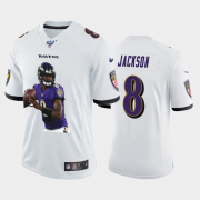 Cheap Baltimore Ravens #8 Lamar Jackson Nike Team Hero 4 Vapor Limited NFL 100 Jersey White