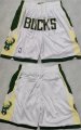 Men's Milwaukee Bucks White Shorts (Run Small)