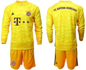 Wholesale Cheap Bayern Munchen Blank Yellow Goalkeeper Long Sleeves Soccer Club Jersey