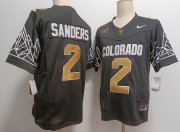 Cheap Men's Colorado Buffaloes #2 Shedeur Sanders Black Gold With XII Patch FUSE Vapor Stitched Jersey