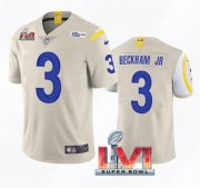 Wholesale Cheap Men's Los Angeles Rams #3 Odell Beckham Jr. 2022 Bone Super Bowl LVI Vapor Limited Stitched Jersey