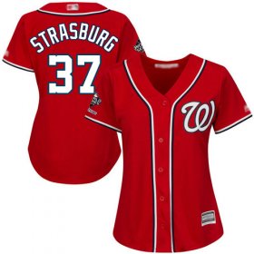 Wholesale Cheap Nationals #37 Stephen Strasburg Red Alternate 2019 World Series Champions Women\'s Stitched MLB Jersey