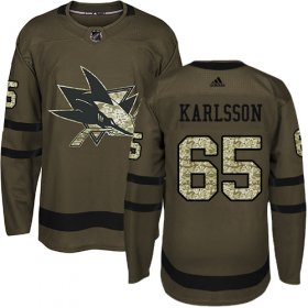 Wholesale Cheap Adidas Sharks #65 Erik Karlsson Green Salute to Service Stitched Youth NHL Jersey