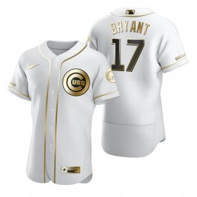 Wholesale Cheap Chicago Cubs #17 Kris Bryant White Nike Men\'s Authentic Golden Edition MLB Jersey