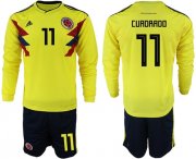 Wholesale Cheap Colombia #11 Cuadrado Home Long Sleeves Soccer Country Jersey