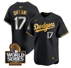 Cheap Men\'s Los Angeles Dodgers #17 Shohei Ohtani Black Gold 2024 World Series Limited Stitched Baseball Jersey