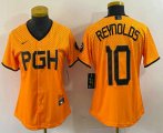 Wholesale Cheap Women's Pittsburgh Pirates #10 Bryan Reynolds Yellowd 2023 City Connect Stitched Jersey