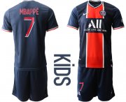 Wholesale Cheap Youth 2020-2021 club Paris St German home 7 blue Soccer Jerseys