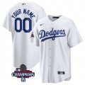 Cheap Men's Los Angeles Dodgers ACTIVE PLAYER Custom White 2024 World Series Champions Cool Base Stitched Baseball Jersey