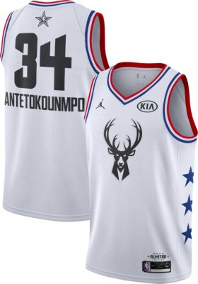 Wholesale Cheap Jordan Men\'s 2019 NBA All-Star Game #34 Giannis Antetokounmpo White Dri-FIT Swingman Jersey