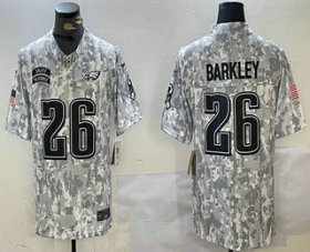 Men\'s Philadelphia Eagles #26 Saquon Barkley 2024 FUSE Arctic Camo Salute to Service Limited Stitched Jersey