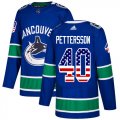 Wholesale Cheap Adidas Canucks #40 Elias Pettersson Blue Home Authentic USA Flag Stitched NHL Jersey