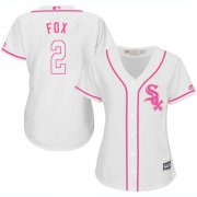 Wholesale Cheap White Sox #2 Nellie Fox White/Pink Fashion Women's Stitched MLB Jersey