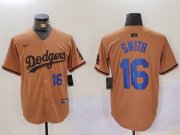 Cheap Men's Los Angeles Dodgers #16 Will Smith NUmber Olive Cool Base Limited Stitched Jerseys