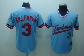 Wholesale Cheap Mitchelland Ness Twins #3 Harmon Killebrew Stitched Light Blue Throwback MLB Jersey