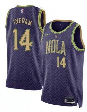 Cheap Men\'s New Orleans Pelicans #14 Brandon Ingram Purple 2024-25 City Ediiton Stitched Basketball Jersey