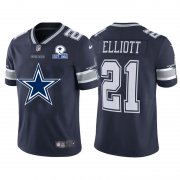 Wholesale Cheap Dallas Cowboys #21 Ezekiel Elliott Navy Blue Men's Nike Big Team Logo With Established In 1960 Patch Vapor Limited NFL Jersey