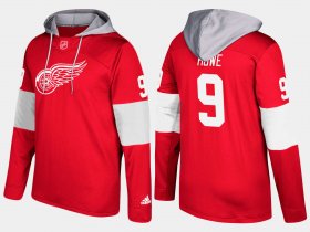 Wholesale Cheap Red Wings #9 Gordie Howe Red Name And Number Hoodie