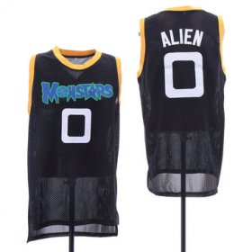 Wholesale Cheap Monstars 0 Alien Black Space Jam Stitched Mesh Movie Jersey