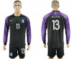 Wholesale Cheap Greece #13 Vellidis Black Goalkeeper Long Sleeves Soccer Country Jersey