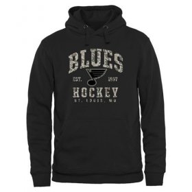 Wholesale Cheap Men\'s St. Louis Blues Black Camo Stack Pullover Hoodie