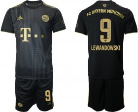 Wholesale Cheap Men 2021-2022 ClubBayern Munchen away black 9 Adidas Soccer Jersey