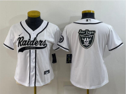 Wholesale Cheap Women's Las Vegas Raiders White Team Big Logo With Patch Cool Base Stitched Baseball Jersey