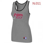 Wholesale Cheap Women's Nike Cleveland Indians Tri-Blend Racerback Stretch Tank Top Light Grey