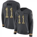 Wholesale Cheap Nike Jets #11 Denzel Mim Anthracite Salute to Service Women's Stitched NFL Limited Therma Long Sleeve Jersey