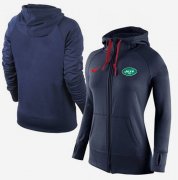 Wholesale Cheap Women's Nike New York Jets Full-Zip Performance Hoodie Dark Blue