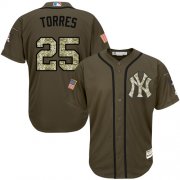 Wholesale Cheap Yankees #25 Gleyber Torres Green Salute to Service Stitched MLB Jersey