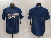 Cheap Men's Los Angeles Dodgers Blank Navy Pinstripe Stitched Cool Base Nike Jersey