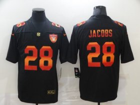 Wholesale Cheap Men\'s Las Vegas Raiders #28 Josh Jacobs Black Red Orange Stripe Vapor Limited Nike NFL Jersey