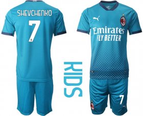 Wholesale Cheap Youth 2020-2021 club AC milan away 7 blue Soccer Jerseys1