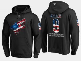 Wholesale Cheap Coyotes #9 Clayton Keller NHL Banner Wave Usa Flag Black Hoodie