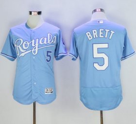 Wholesale Cheap Royals #5 George Brett Light Blue Flexbase Authentic Collection Stitched MLB Jersey