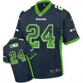 Wholesale Cheap Nike Seahawks #24 Marshawn Lynch Steel Blue Team Color Men's Stitched NFL Elite Drift Fashion Jersey