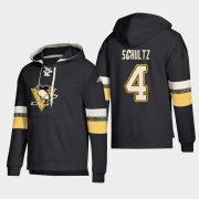 Wholesale Cheap Pittsburgh Penguins #4 Justin Schultz Black adidas Lace-Up Pullover Hoodie