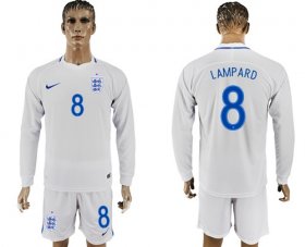 Wholesale Cheap England #8 Lampard Home Long Sleeves Soccer Country Jersey