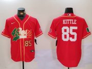 Cheap Men's San Francisco 49ers #85 George Kittle Red With Patch Cool Base Stitched Baseball Jersey