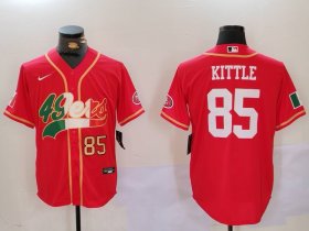 Cheap Men\'s San Francisco 49ers #85 George Kittle Red With Patch Cool Base Stitched Baseball Jersey