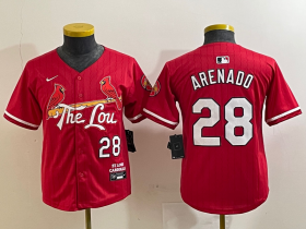 Cheap Youth St Louis Cardinals #28 Nolan Arenado Red 2024 City Connect Limited Stitched Baseball Jersey