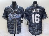 Wholesale Cheap Men's Los Angeles Dodgers #16 Will Smith Gray Camo Cool Base With Patch Stitched Baseball Jersey