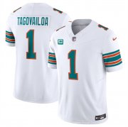 Cheap Men's Miami Dolphins #1 Tua Tagovailoa White F.U.S.E Alternate With 3-Star C Patch Vapor Limited Stitched Football Jersey