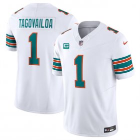 Cheap Men\'s Miami Dolphins #1 Tua Tagovailoa White F.U.S.E Alternate With 3-Star C Patch Vapor Limited Stitched Football Jersey