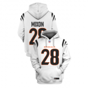 Wholesale Cheap Men's Cincinnati Bengals #28 Joe Mixon White 2021 Pullover Hoodie