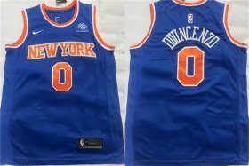 Cheap Men\'s New York Knicks #0 Donte DiVincenzo Blue Stitched Basketball Jersey