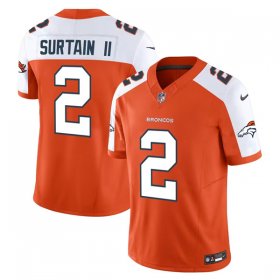 Cheap Men\'s Denver Broncos #2 Pat Surtain II Orange 2024 Draft F.U.S.E. Alternate Vapor Limited Stitched Jersey