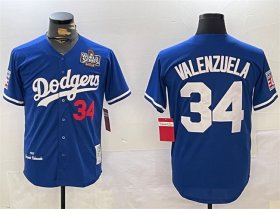 Cheap Men\'s Los Angeles Dodgers #34 Toro Valenzuela Royal 2024 World Series 1981 Cooperstown Stitched Baseball Jersey